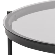 Bayonne Round Coffee Table in Black with Smoked Glass Top – image 6