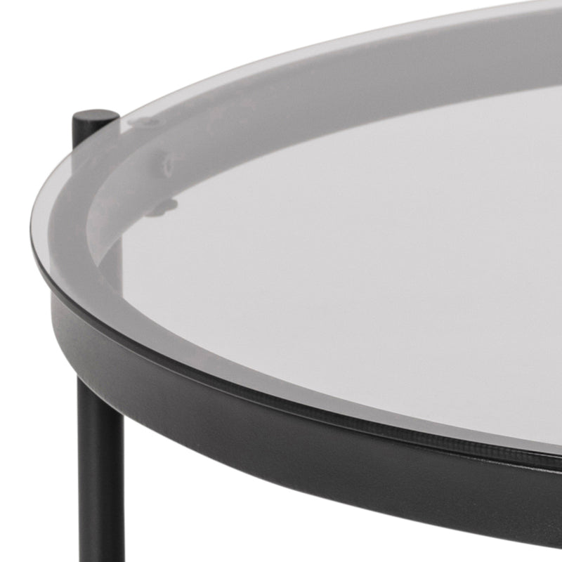Bayonne Round Coffee Table in Black with Smoked Glass Top – image 6