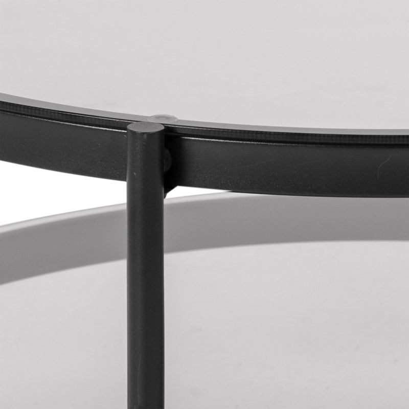 Bayonne Round Coffee Table in Black with Smoked Glass Top – image 7