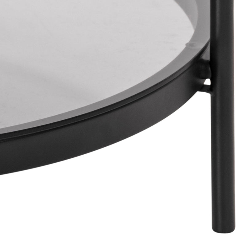 Bayonne Round Coffee Table in Black with Smoked Glass Top – image 8