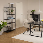 Newcastle Asymmetrical Bookcase with 6 Shelves in Matt Black – image 4