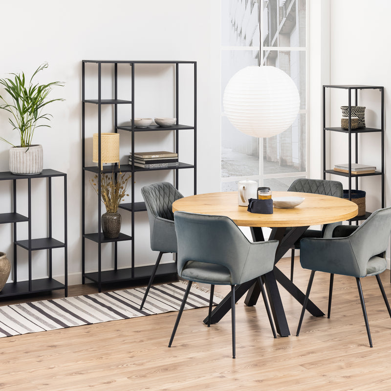 Newcastle Asymmetrical Bookcase with 6 Shelves in Matt Black – image 5