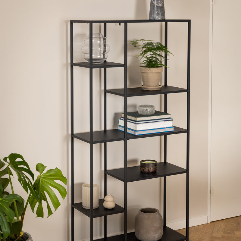 Newcastle Asymmetrical Bookcase with 6 Shelves in Matt Black – image 6