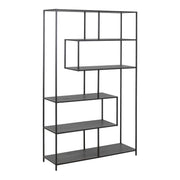 Seaford Black Metal Large Asymmetrical Bookcase with 5 Black Shelves – image 1