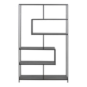 Seaford Black Metal Large Asymmetrical Bookcase with 5 Black Shelves – image 2