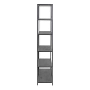 Seaford Black Metal Large Asymmetrical Bookcase with 5 Black Shelves – image 3