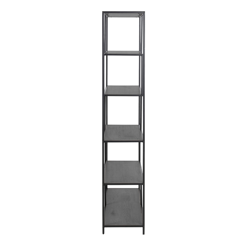 Seaford Black Metal Large Asymmetrical Bookcase with 5 Black Shelves – image 3