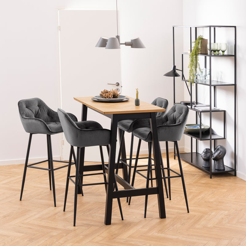 Seaford Black Metal Large Asymmetrical Bookcase with 5 Black Shelves – image 4