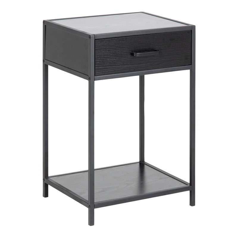 Seaford Bedside Table with 1 Drawer – Black – image 1