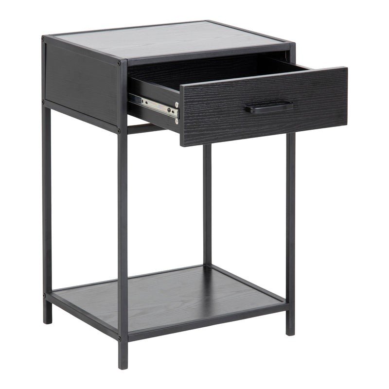 Seaford Bedside Table with 1 Drawer – Black – image 4