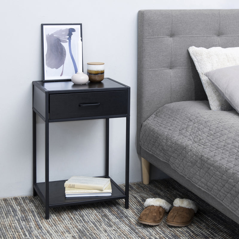 Seaford Bedside Table with 1 Drawer – Black – image 6