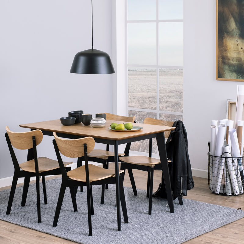 Roxby Dining Table in Oak & Black Included 4 Roxby Dining Chairs in Black and Oak – image 1