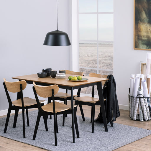 Roxby Dining Table in Oak & Black Included 4 Roxby Dining Chairs in Black and Oak – image 1