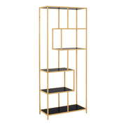 Seaford Tall Gold Metal Bookcase with 5 Black Shelves – image 1