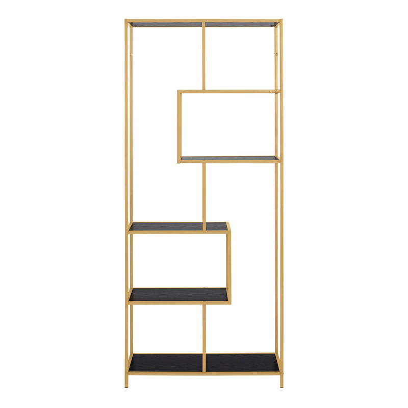 Seaford Tall Gold Metal Bookcase with 5 Black Shelves – image 2