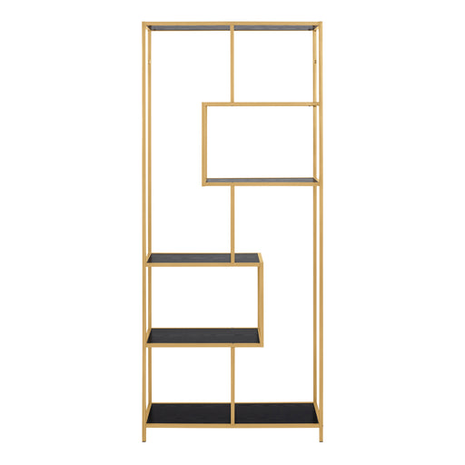 Seaford Tall Gold Metal Bookcase with 5 Black Shelves – image 2