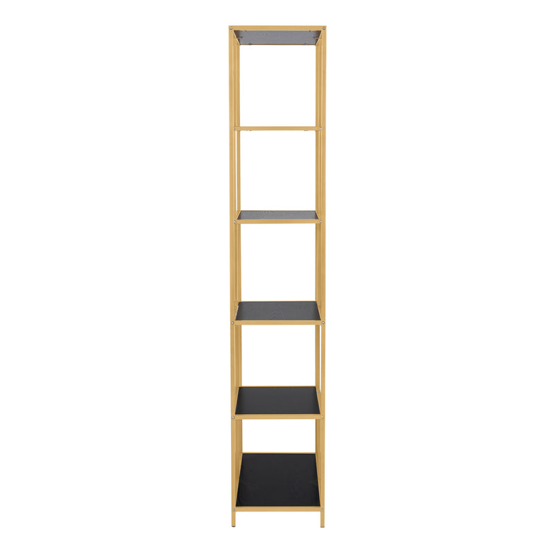 Seaford Tall Gold Metal Bookcase with 5 Black Shelves – image 3