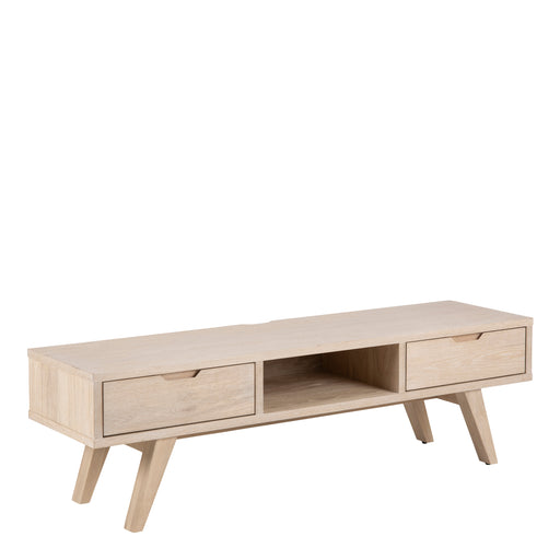 A-Line TV Unit with 2 Drawers – White Oak – image 1