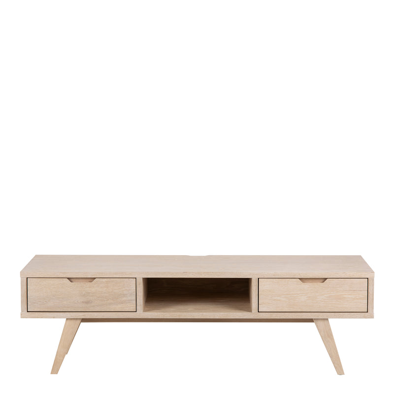 A-Line TV Unit with 2 Drawers – White Oak – image 2