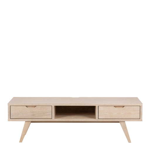 A-Line TV Unit with 2 Drawers – White Oak – image 2
