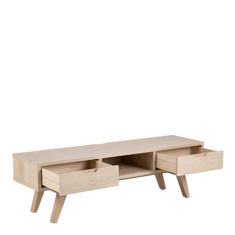 A-Line TV Unit with 2 Drawers – White Oak – image 4