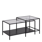 Seaford Black Metal Coffee Table Set with Glass Top – image 1
