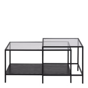 Seaford Black Metal Coffee Table Set with Glass Top – image 2