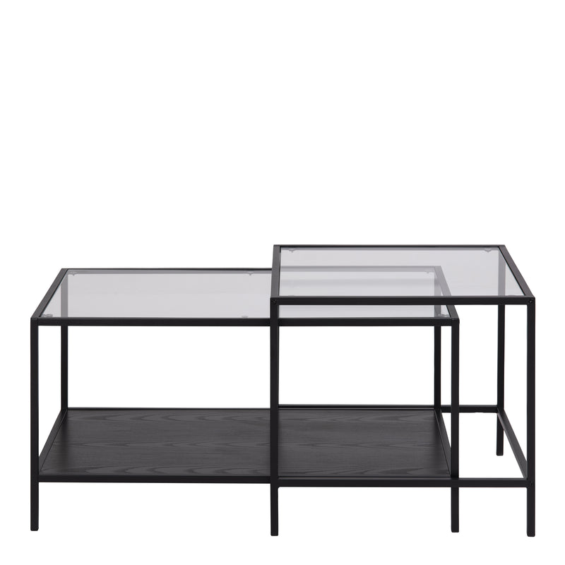 Seaford Black Metal Coffee Table Set with Glass Top – image 2