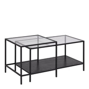 Seaford Black Metal Coffee Table Set with Glass Top – image 3