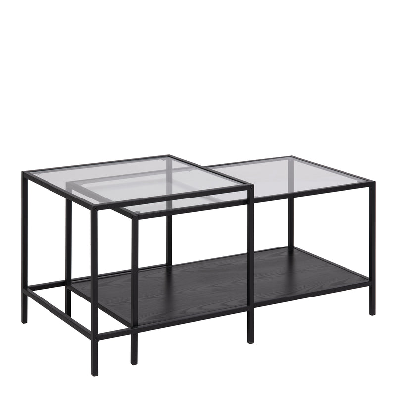 Seaford Black Metal Coffee Table Set with Glass Top – image 3