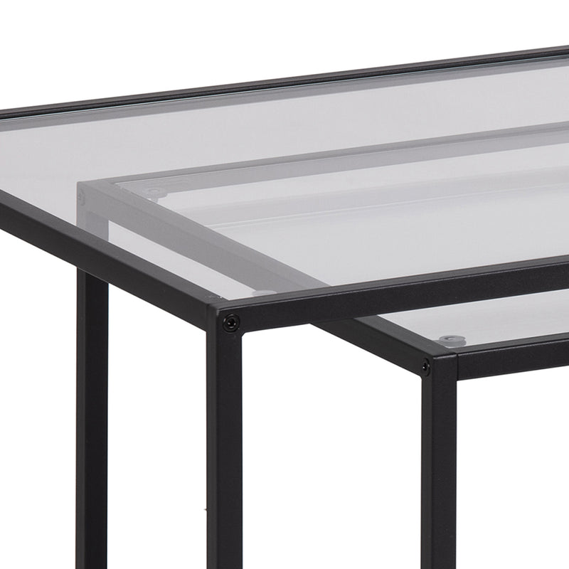 Seaford Black Metal Coffee Table Set with Glass Top – image 6