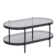 Bayonne Oval Coffee Table with Smoked Glass Top – image 1