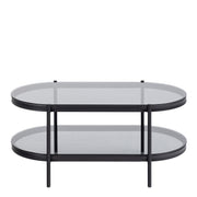 Bayonne Oval Coffee Table with Smoked Glass Top – image 2
