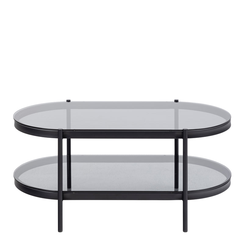 Bayonne Oval Coffee Table with Smoked Glass Top – image 2
