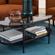Bayonne Oval Coffee Table with Smoked Glass Top – image 4