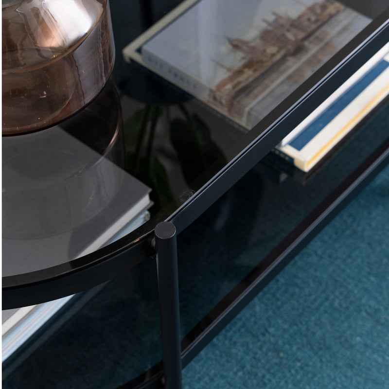 Bayonne Oval Coffee Table with Smoked Glass Top – image 6