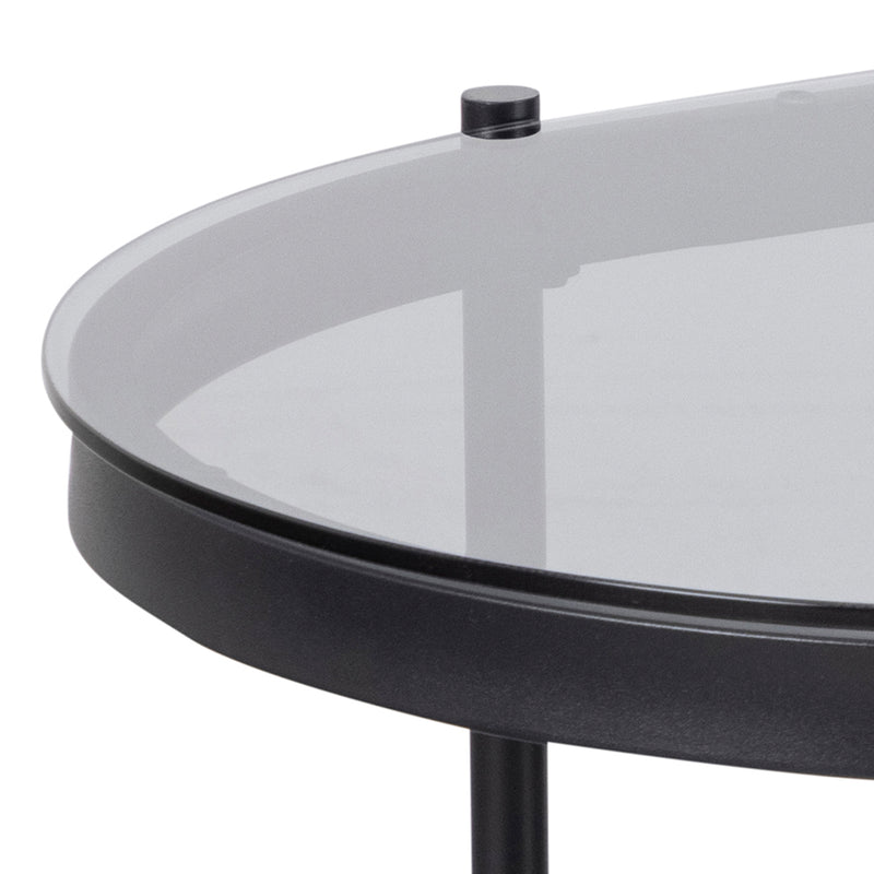 Bayonne Oval Coffee Table with Smoked Glass Top – image 7