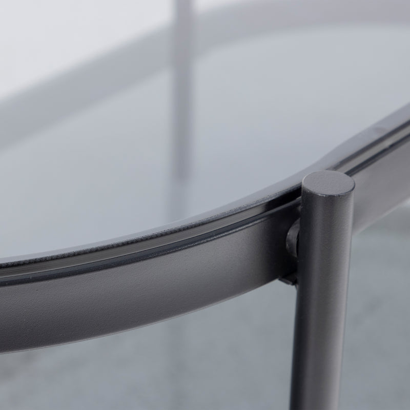 Bayonne Oval Coffee Table with Smoked Glass Top – image 8