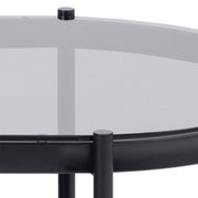 Bayonne Oval Coffee Table with Smoked Glass Top – image 9