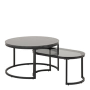 Spiro Round/Oval Coffee Table Set with Black Marble/Smoked Melamine Glass Top – image 1
