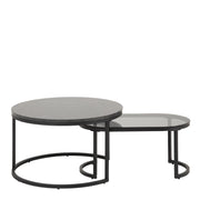 Spiro Round/Oval Coffee Table Set with Black Marble/Smoked Melamine Glass Top – image 2
