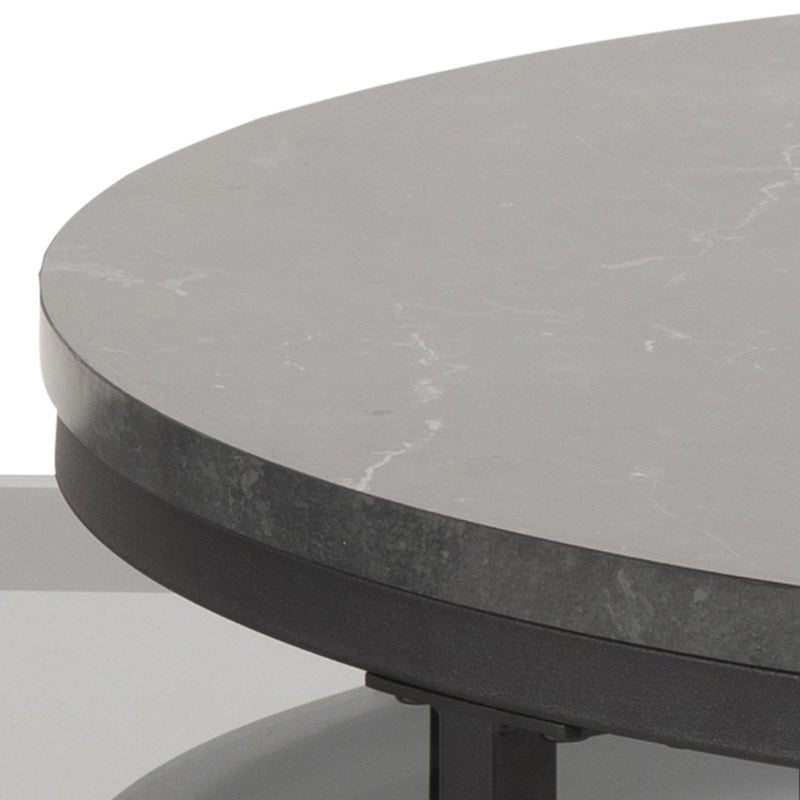 Spiro Round/Oval Coffee Table Set with Black Marble/Smoked Melamine Glass Top – image 5