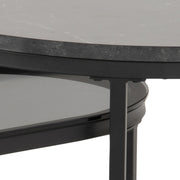 Spiro Round/Oval Coffee Table Set with Black Marble/Smoked Melamine Glass Top – image 6