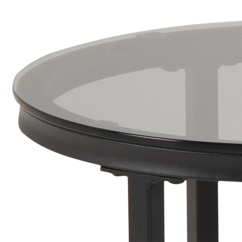 Spiro Round/Oval Coffee Table Set with Black Marble/Smoked Melamine Glass Top – image 7