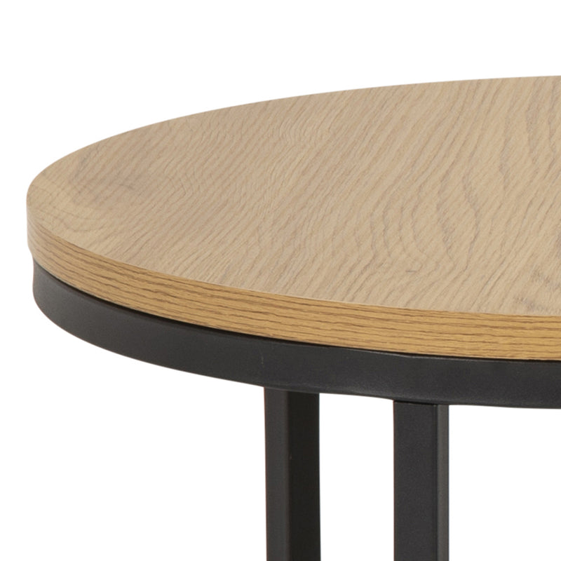Spiro Round Coffee Table Set with Oak Top & Black Legs – image 5