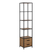 Seaford Bookcase with 2 Drawers and 3 Shelves in Black & Oak – image 1
