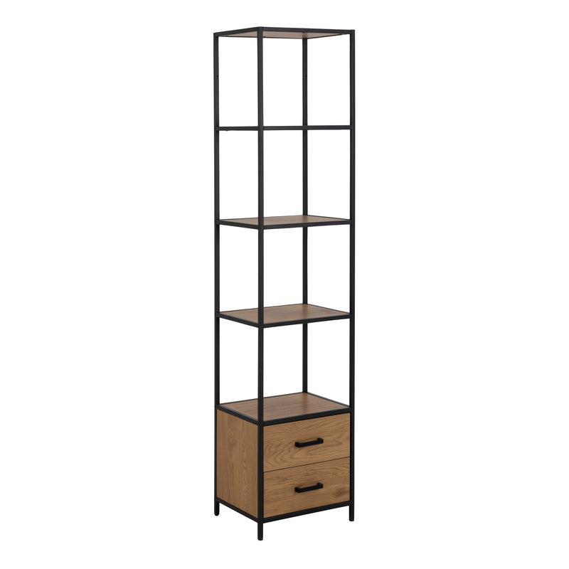 Seaford Bookcase with 2 Drawers and 3 Shelves in Black & Oak – image 1