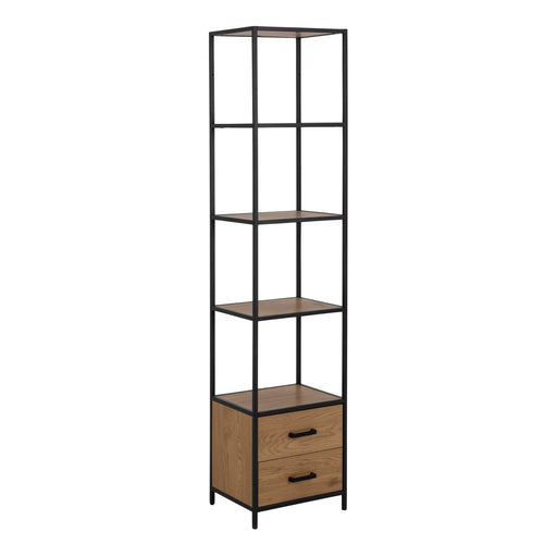 Seaford Bookcase with 2 Drawers and 3 Shelves in Black & Oak – image 1
