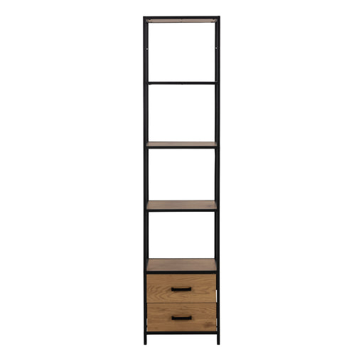 Seaford Bookcase with 2 Drawers and 3 Shelves in Black & Oak – image 2