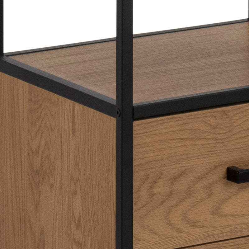 Seaford Bookcase with 2 Drawers and 3 Shelves in Black & Oak – image 6